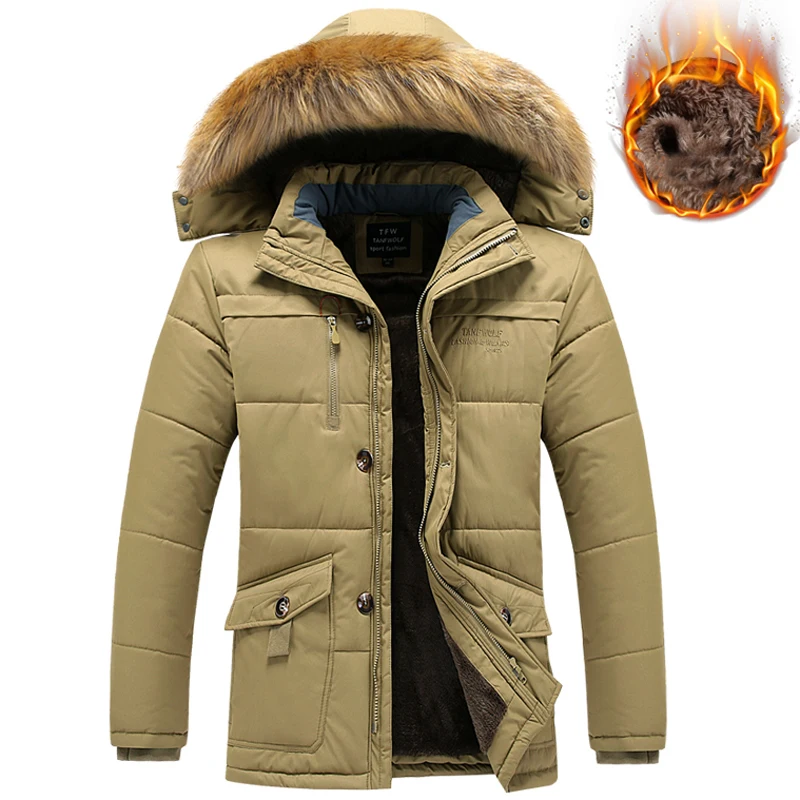 Зимняя мужская куртка размера плюс 6XL 7XL 8XL, толстая теплая парка с меховым капюшоном, мужское зимнее пальто, хлопковая ветровка, куртки, мужская одежда