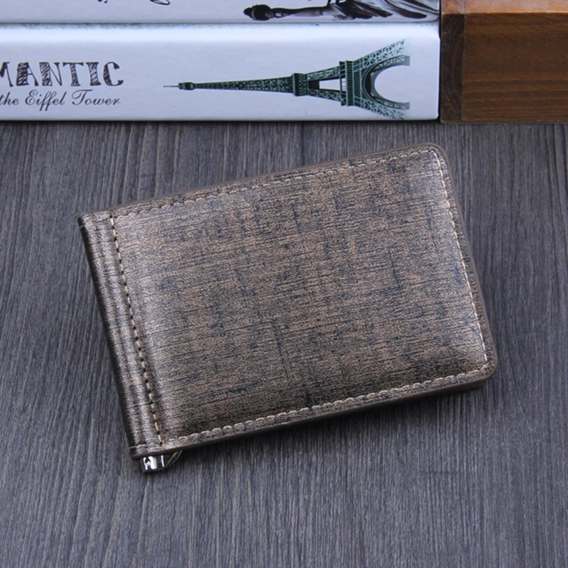 LILY QUEEN Men Male Luxury Card Holder Elegant Wallet Short Cash Bag Simple Solid Leather Purse - Цвет: Коричневый