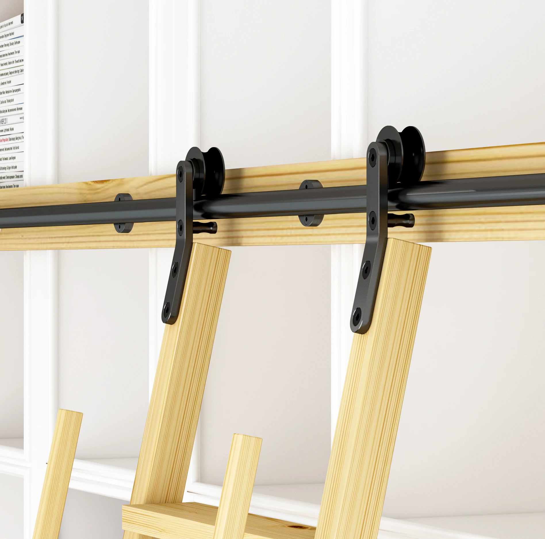 DIYHD 3.3FT/100CM Sliding Ladder Hardware Smooth Black Home Office