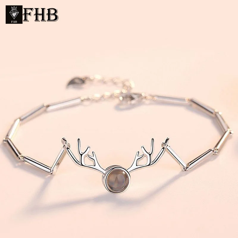 

All the Way to Have You Antlers 925 Fine Silver Bracelet Women's 100 Kind Language I Love You Love Memory Douyin 520 Gift