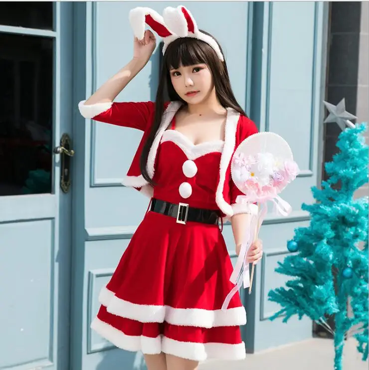 

Sexy red Christmas costume ladies stage cosplay costume Christmas party suit