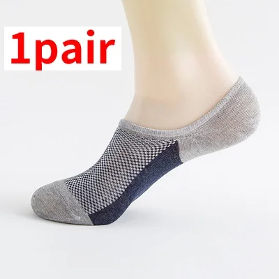 1pair 1/3/5 пар модные Для мужчин носки-башмачки лето-осень нескользящий Силиконовый невидимый хлопковые носки мужские носки до лодыжки тапочки Meias носки - Цвет: 1pair