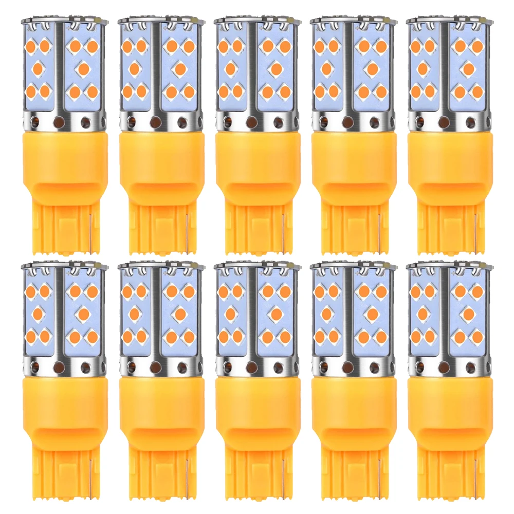 

10pcs Super Bright T20 7440 W21W WY21W BA15S P21W BAU15S PY21W 1156 Canbus Car Led Lamp Auto Turn Signal Light Bulb Amber Yellow