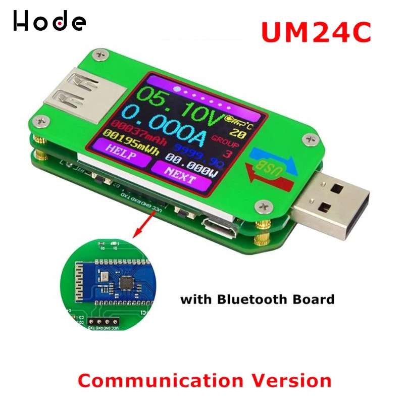UM24C UM24 UM24C USB 2,0 цветной ЖК-тестер voltaje corriente meter voltimetro amperimetro bateria medida resistencia del cable - Цвет: UM24C