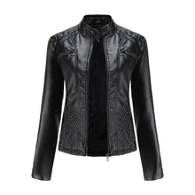 Loose Fit Big Size Asymmetrical Pu Leather Jacket New Lapel Long Sleeve Women Coat Fashion Spring Autumn 2021