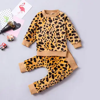

Keelorn Children Winter Cotton Clothing Sets Girls Long Sleeve Leopard Print Autumn Outfits Boys Cute Cartoon Casual Suits