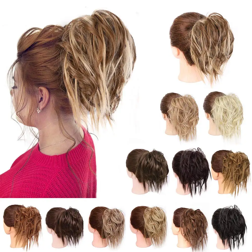

Synthetic Messy Chignon Donut Gary Brown Color Hair Bun Pad Elastic Hair Rope Rubber Band Hair Extensions