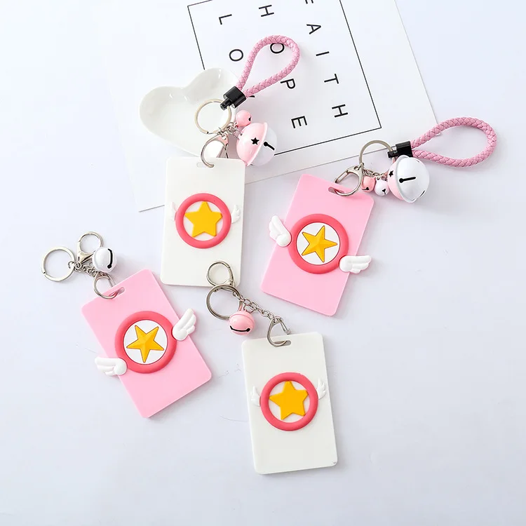 

Cartoon Cardcaptor Card Captor Sakura Cute Lovely Bank Bus Card Bag Bell Set Card Holder Cosplay Accessories Prop Gift for Girl