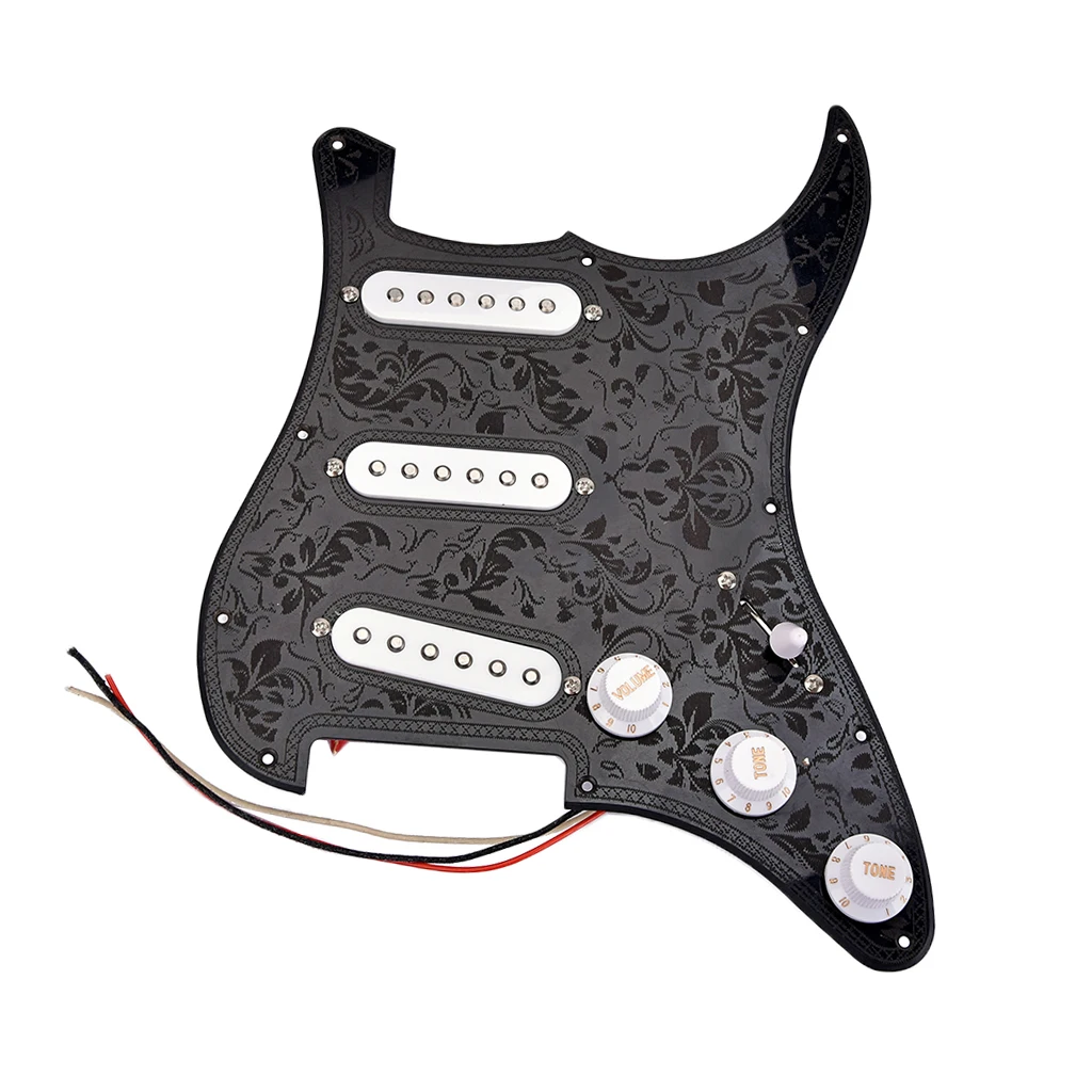 3Ply SSS Prewired Loaded Pickguard Electric Guitar Humbucker Parts Black 11.14x8.86x0.55inch