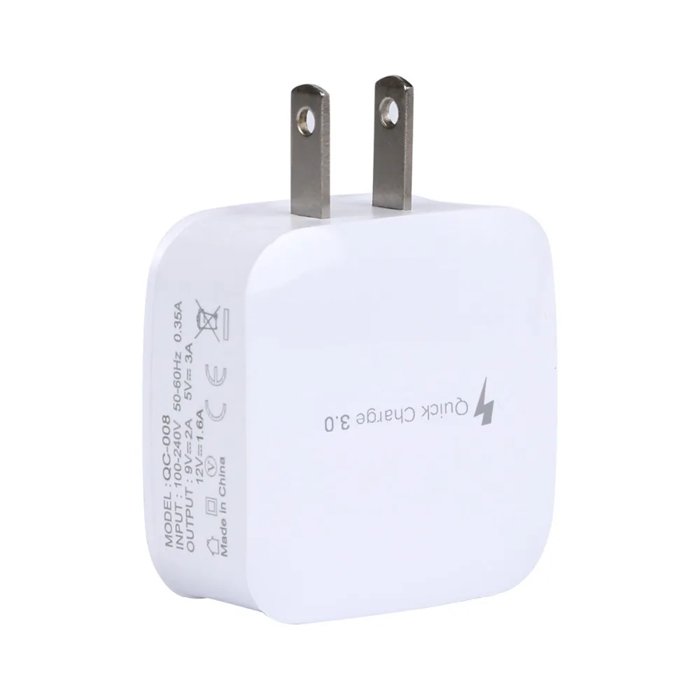 QC3.0 USB зарядное устройство для путешествий ПК противопожарный материал быстрое зарядное устройство настенное зарядное устройство Быстрая зарядка 3,0 5 в 3A для смартфонов ЕС/США штекер FS