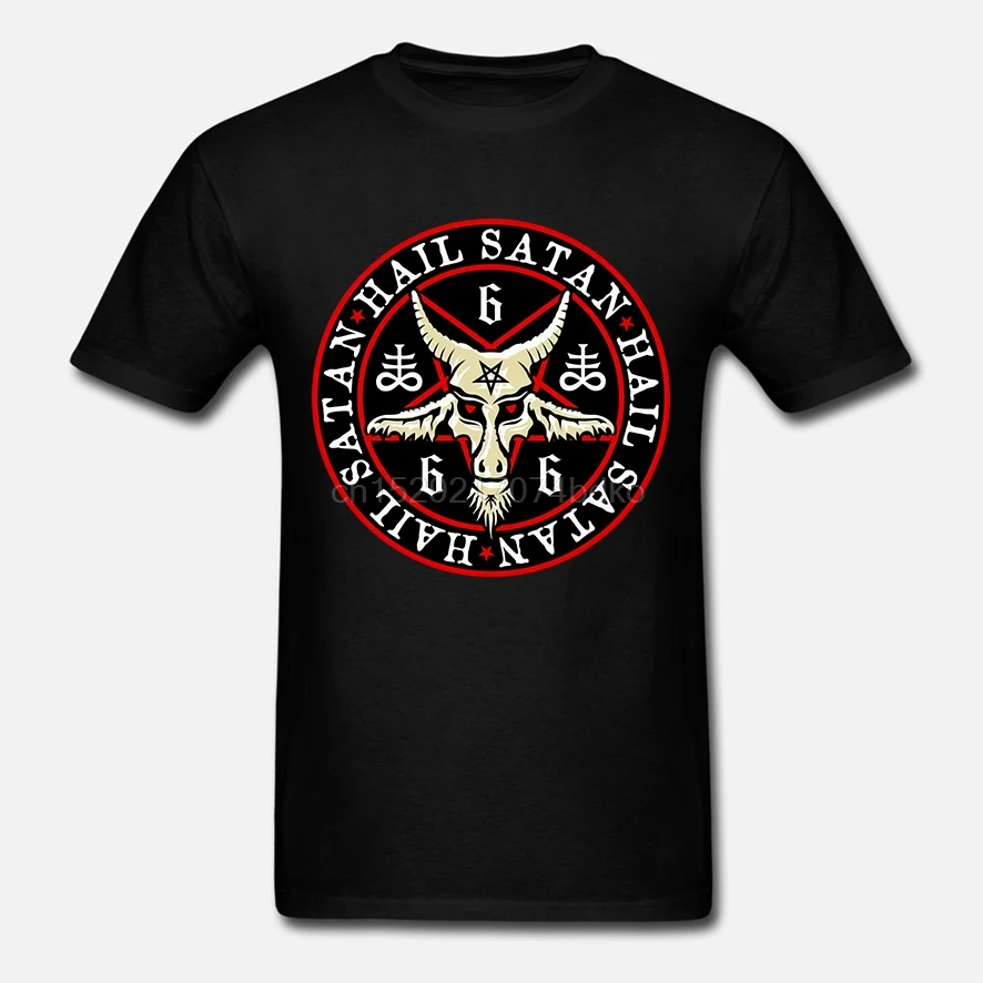 Мужская футболка с надписью Hail satan Baphomet пентаграмма символ поклонения дьявола