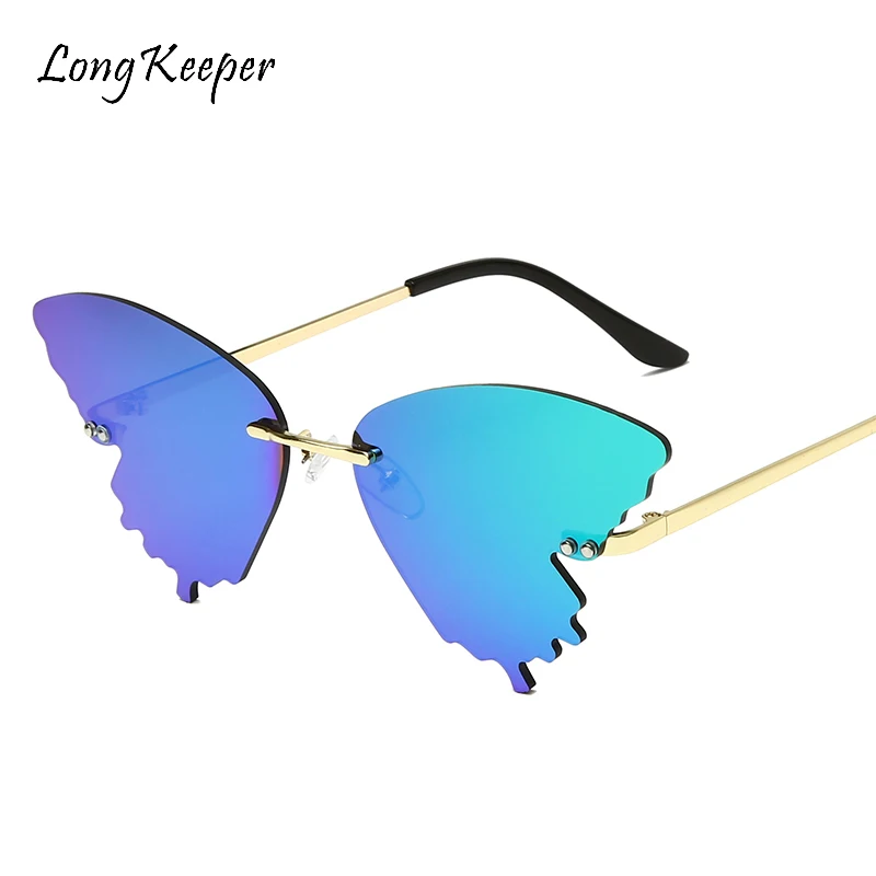 

2020 Fashion Butterfly Sunglasses Women Men Vintage Brand Designer Rimless Cat Eye Sunglasses Female Sexy Elegant Shades UV400