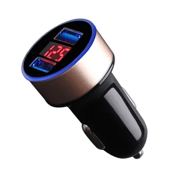 

3.1A LED Display Dual USB Car Charger Universal Mobile Phone Aluminum Car-Charger for Xiaomi Samsung iPhone 11 Pro Max
