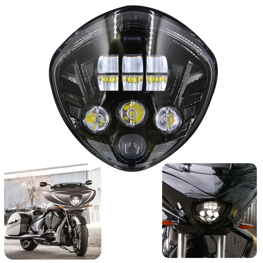 

Black Or Chrome Motorcycle LED Headlight For Victory Cross Country Road Cruiser 2007-2016 Cruisers with Bullet Style Headlight