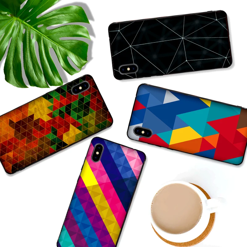 Для iPhone 6 6s 7 8 Plus X XR XS Max 5 5S SE телефон Cas красочный дизайн геометрический рисунок