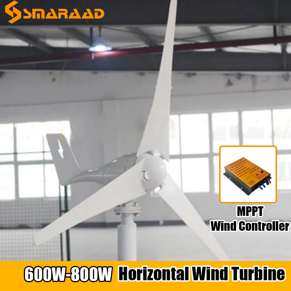 

2020 New Arrival Free Energy 600W 800W 3 5 Blades Windmill 12V 24V Wind Power Wind Turbine Generator MPPT Controller Homeuse
