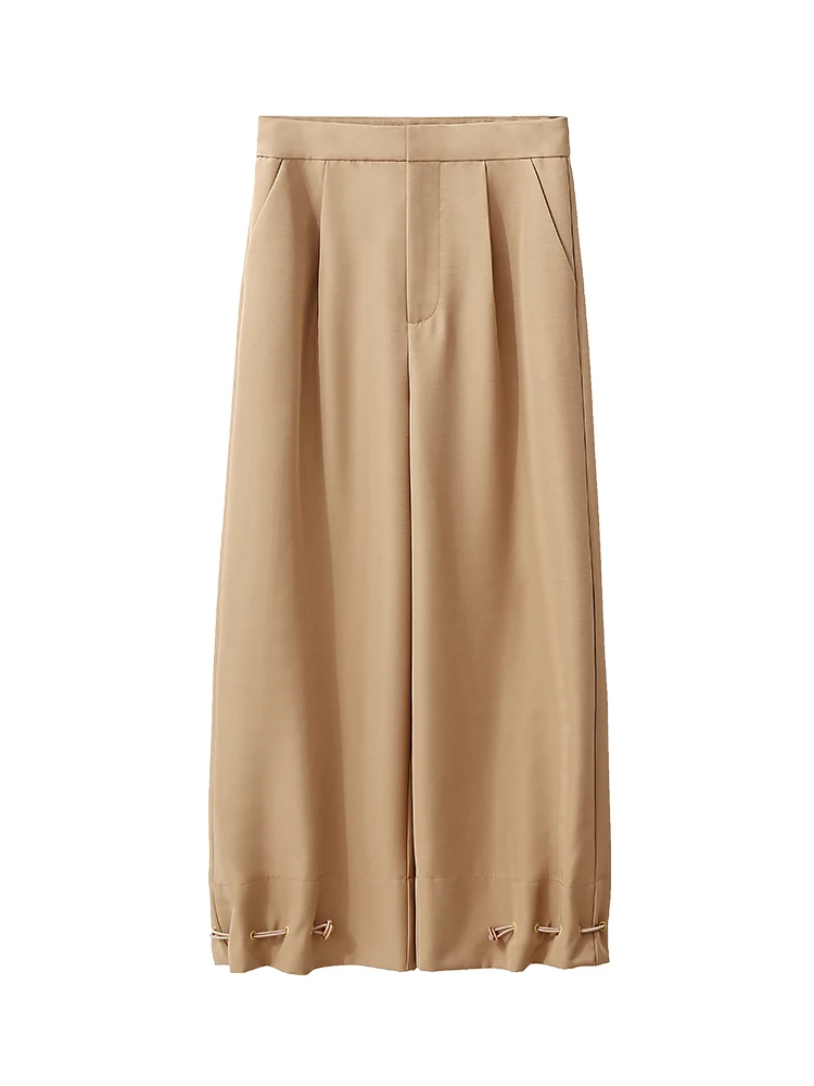 Amii very simple handsome fashion French casual pants women summer new rope pleated straight pants