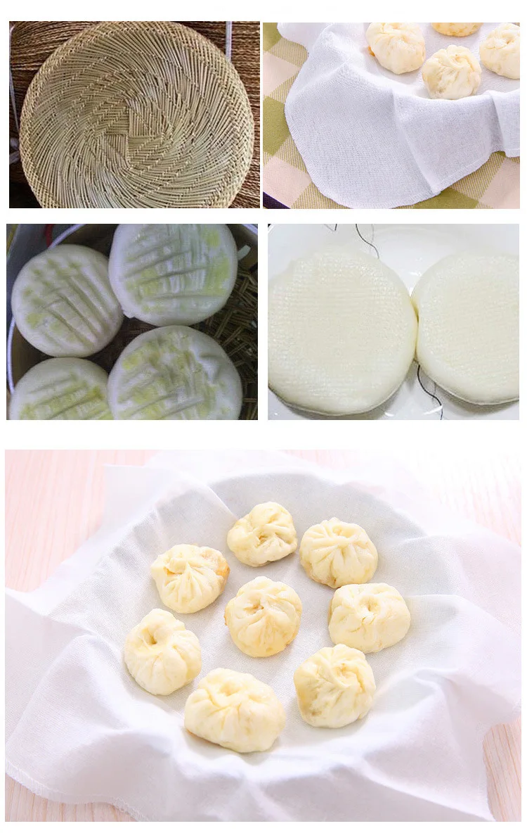 Cotton Steamer Cloth Steamed Bread Pad Kitchen Supplies Food Steamers Cloth Buns Paper Non-stick Steamer Gauze Tray