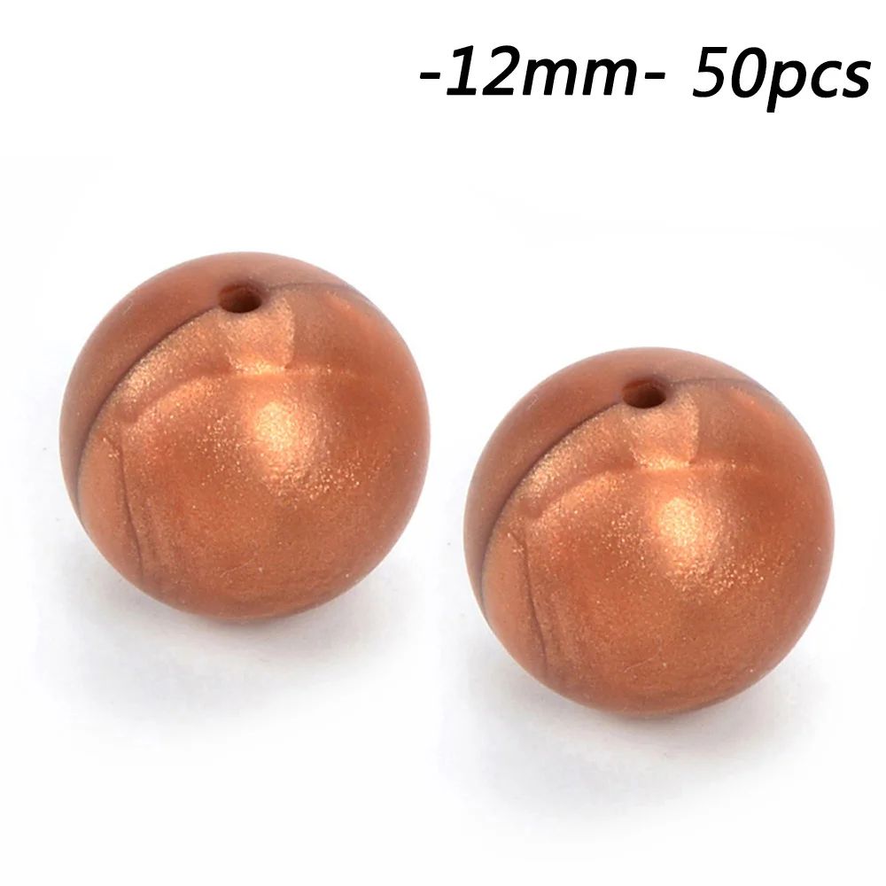 metal copper Силиконовые бусины 12 мм 50 шт./партия ожерелье-прорезыватель детский прорезыватель Игрушка Силиконовый BPA Chew Charms новорожденный уход аксессуар - Цвет: metal copper