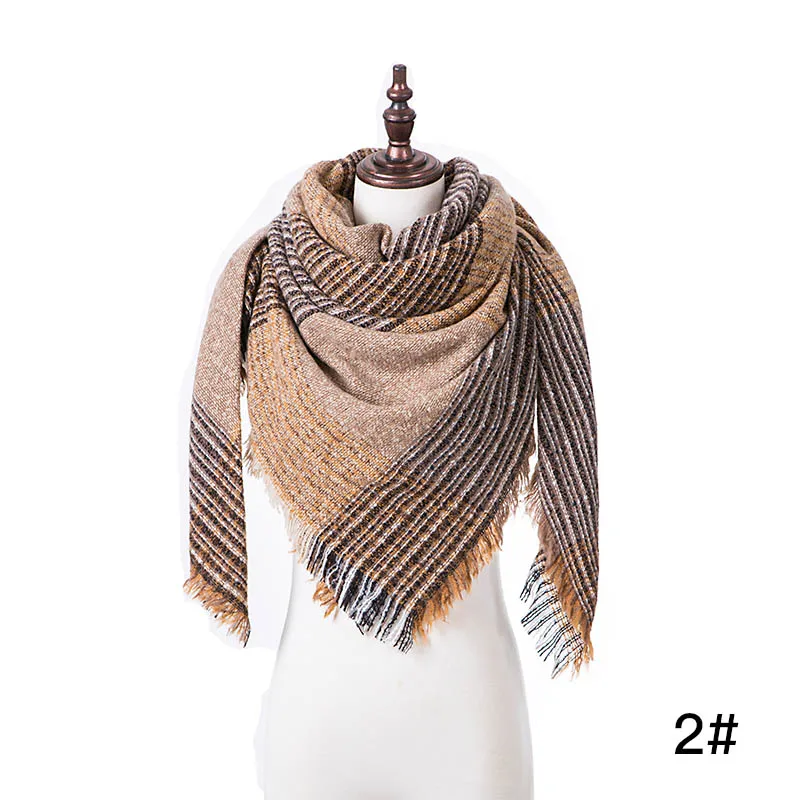 Модный бренд клетчатый шарф женский Зимний Шарф Треугольные шали для женское одеяло шарфы, зимний шарф и шаль 135*135* 200c bufand - Цвет: Z17