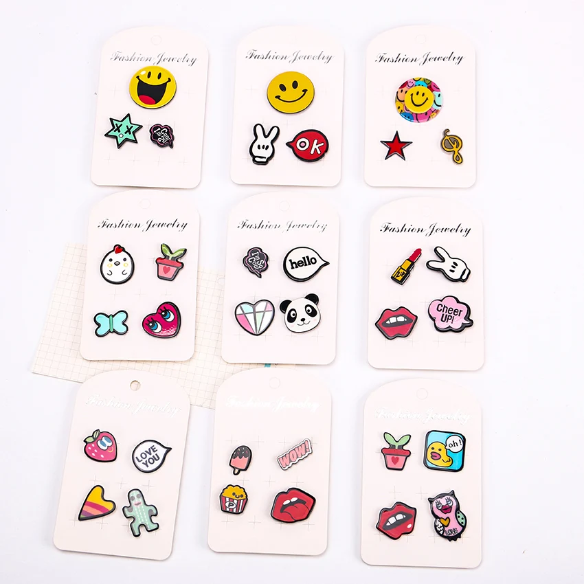 

Fashion Aircraft Badge Lovely Small Bear Smiley Note Lipstick Airplane Brooch Button Pins Denim Apparel Pin Badge Jewelry