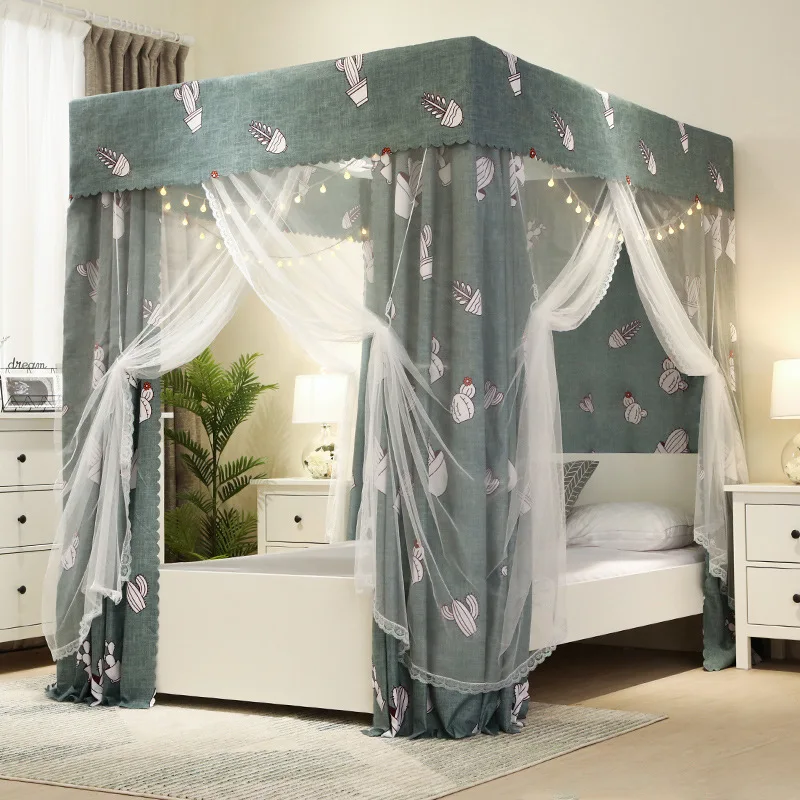 

Curtains Mosquito Nets One-piece Household Physics Light Shade INS Bedroom Bed Curtain And with Mesh Curtains Floor-Stand with S