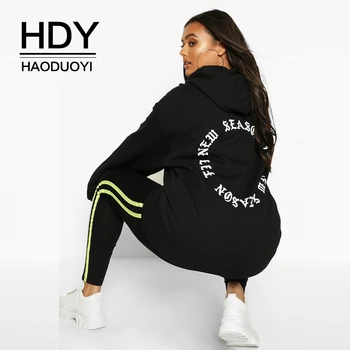 

HDY Haoduoyi 2019 New Fashion Autumn Simple Sports Casual Style Large Size Letter Print Hooded Long Sleeve Pullover Sweatshirt