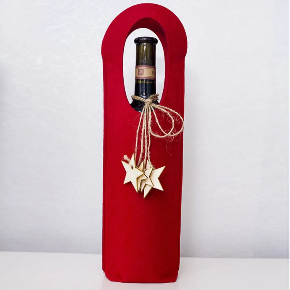Новые рождественские украшения взрывоопасное рождественское красное вино бутылка набор войлочная Рождественская сумка для одной бутылки вина Подарочная для красного вина Feltfor дома