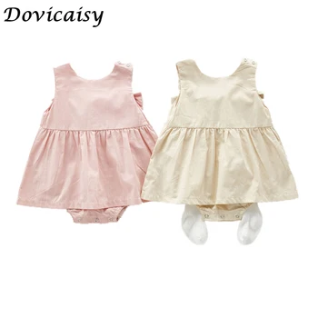 

Baby Bodysuit Female Baby And Lady sleeveless Bow Tie dress bodysuit Pure Cotton Climbing Suit Twins