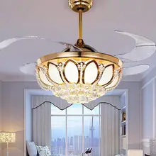 4" хрустальный потолочный светильник-вентилятор с выдвижными лопастями и пультом дистанционного управления светодиодный вентилятор-люстра 3 скорости 3 цвета изменяет светильник ing