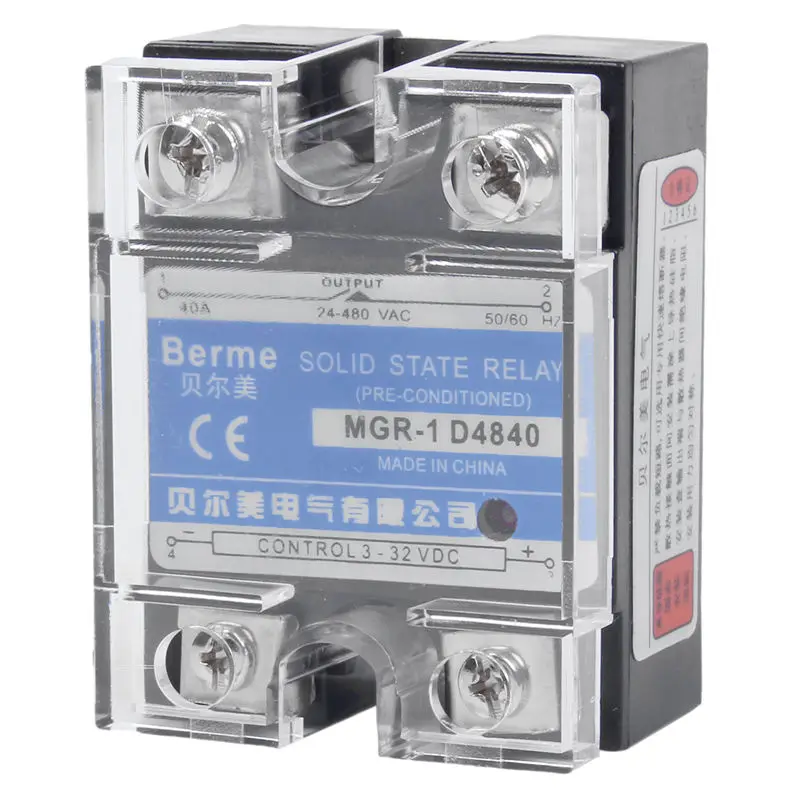 

24-480V AC DC to 3-32VDC Output Single Phase SSR Solid State Relay 40A