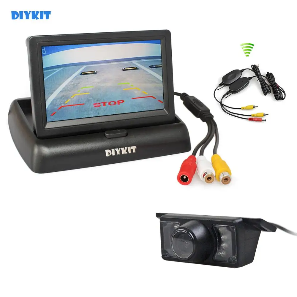 DIYKIT беспроводной 4 3 "Складной автомобильный монитор камера заднего вида