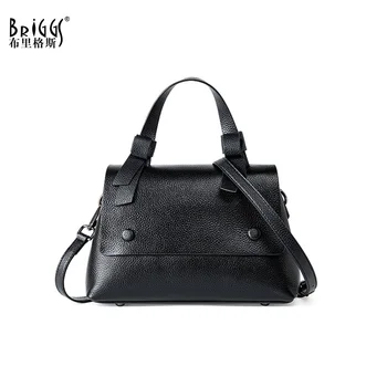 

BRIGGS Genuine Leather Women Handbag New Fashion Tote Bags Female Shoulder Bag Small Women Crossbody Bag High Quality black red