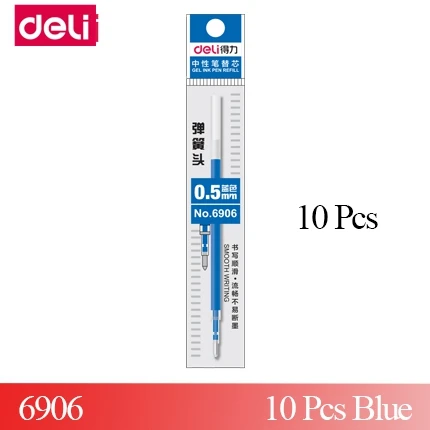 6906-blue(10pcs) 3PCS/LOT Deli S01 presss gel pen 0.5mm roller ball pen gel ink pen 6906 refills 3 colors optional - Цвет: 6906-blue(10pcs)