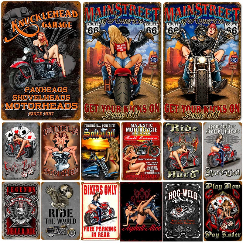 Винтажный Декор для дома мотоцикла жестяная вывеска потертый шик металлические