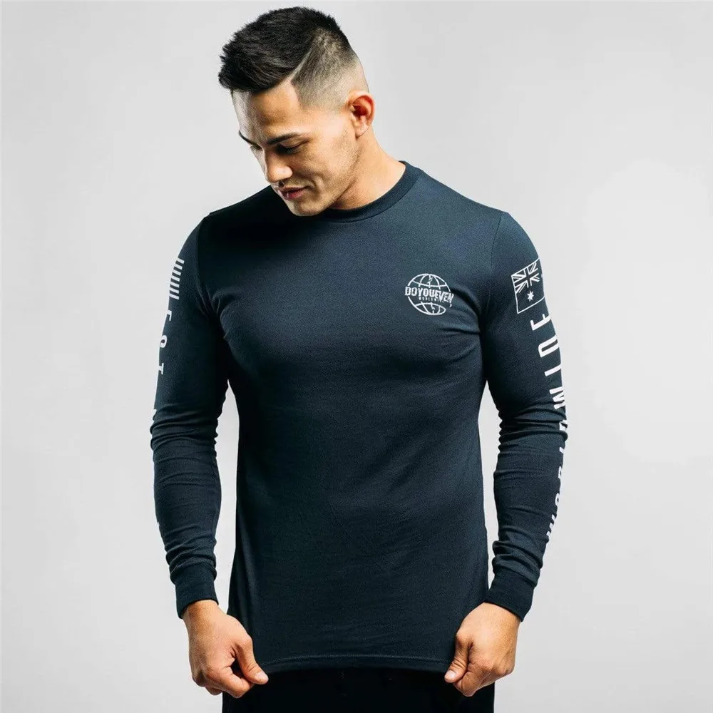Европа США хит продаж осенние спортивные футболки с длинными рукавами Мужская