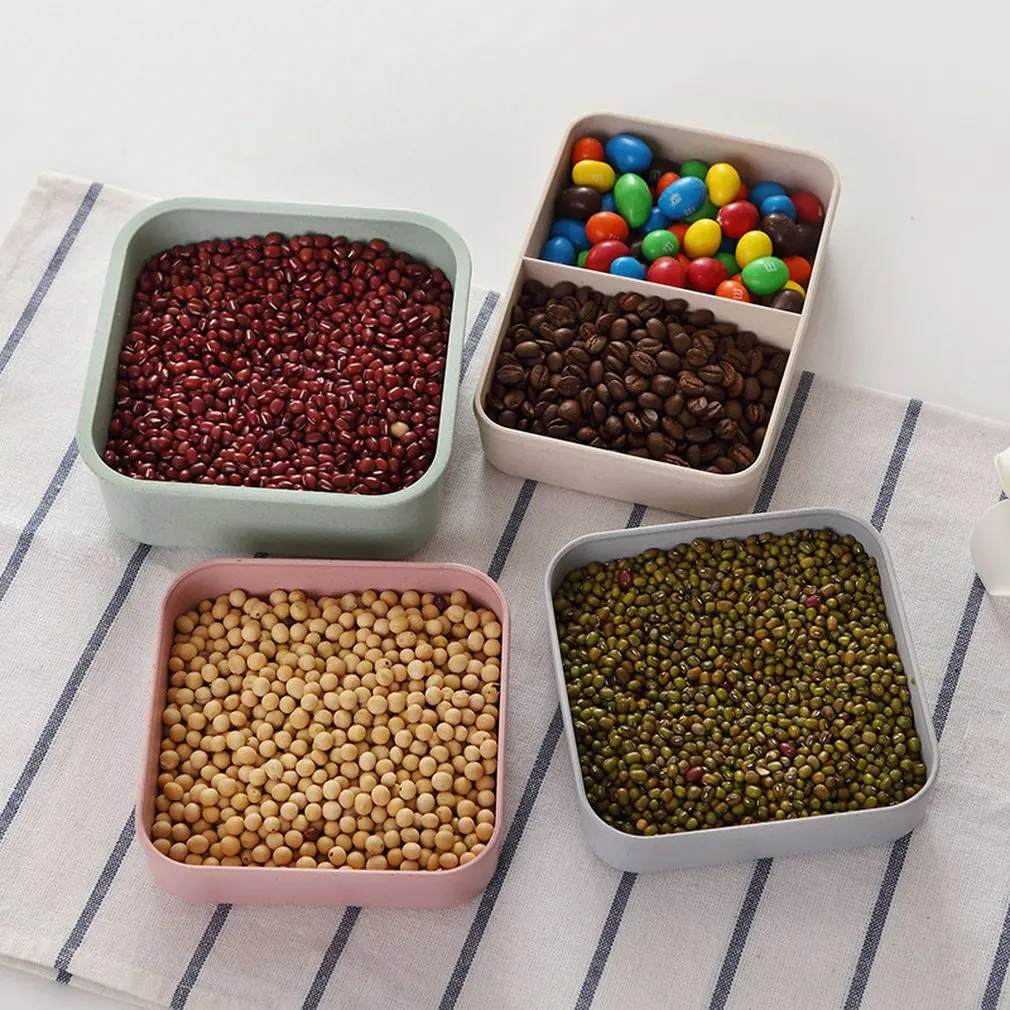 

Creative Bamboo Fiber Dinner Bowl Divided Dining Lunch Box Cartoon Cute Snack Tray Breakfast Lunch Box Kitchen Tableware
