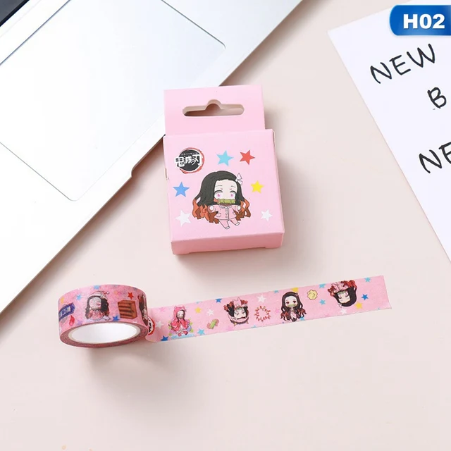 1Pc Demon Slayer Anime Washi Tape Crafts Adhesive Paper  Diy Scrapbooking  Masking Tape Printed Pattern Sticker Decals H02