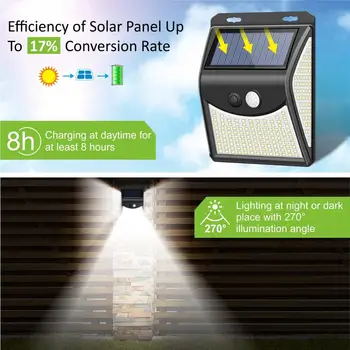 222 LED Solar Light Outdoor  4 Modes Motion Sensor PIR Wall Light Waterproof Solar Lamp Solar Powered Sunlight Garden Decoration 4