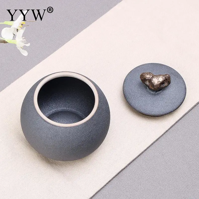 dark grey Коробка для чая упаковочная керамическая банка с крышкой Герметичная канистра контейнер для чая Чайная жестяная коробка для хранения Theedoos кухонные добавки - Цвет: dark grey