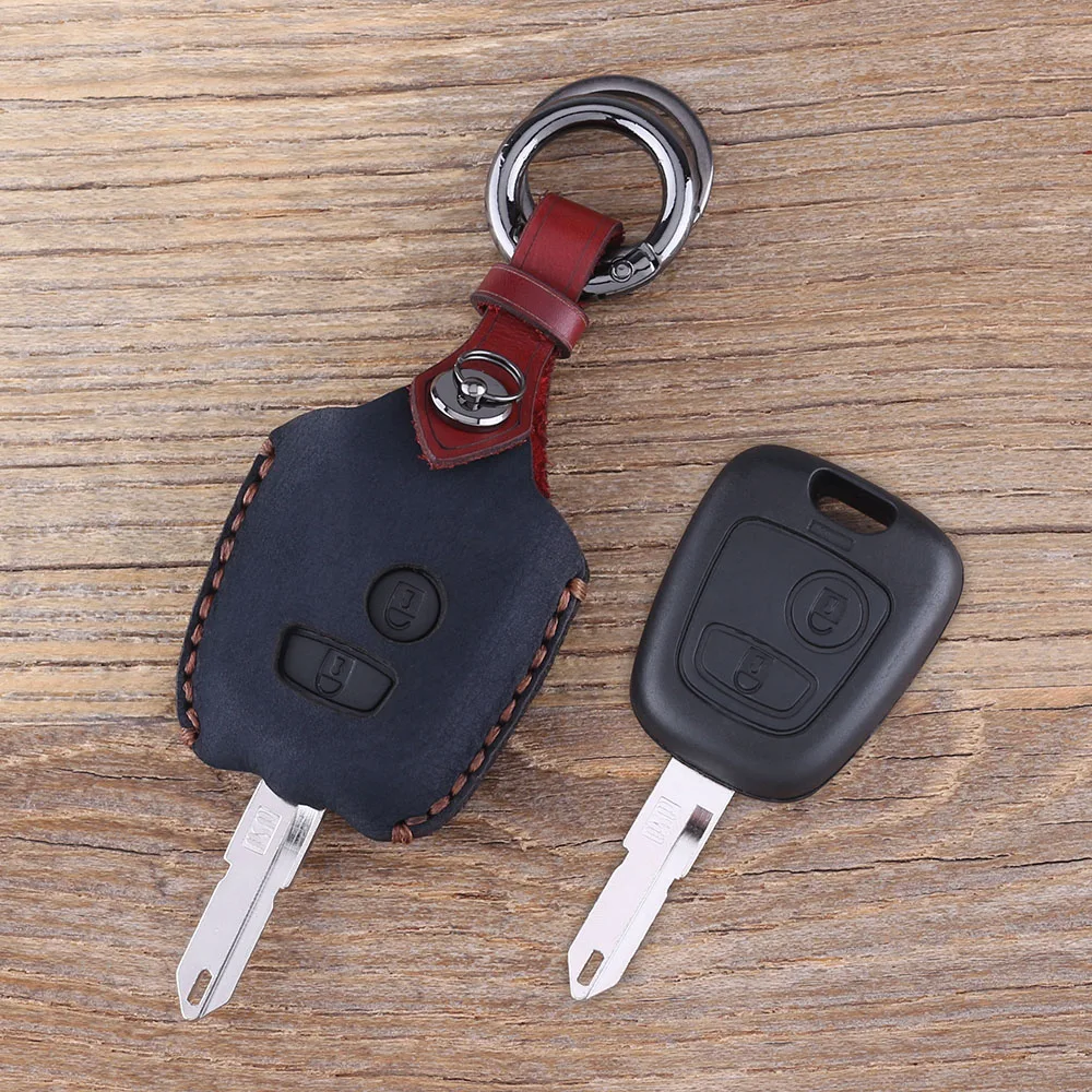 KEYYOU 2 кнопки из натуральной кожи Автомобильный ключ чехол для ключей для peugeot 206 205 405 106 для Citroen дистанционного ключа автомобиля чехол сумка