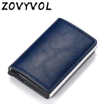 

ZOVYVOL Card Wallet Dropshipping Business Credit Card Holder Unisex Metal RFID Vintage Single Box Crazy Horse PU Leather