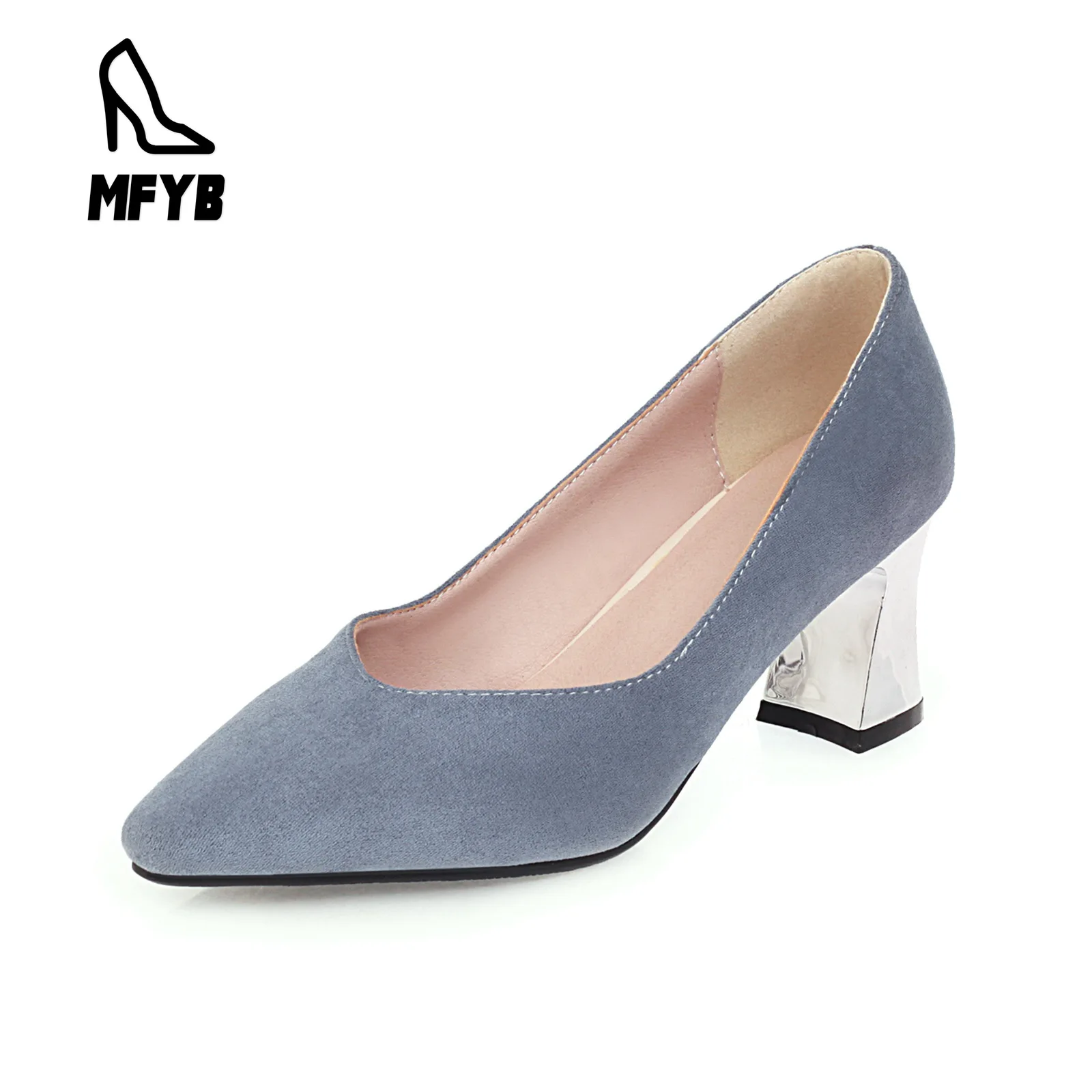 

MFYB Women's single shoes spring 2020 new fashion high-heeled women's shoes pointed 35-43 large size shallow mouth shoes