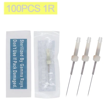 

1R Permanent Makeup Eyebrow Needles for Original USA Biotouch Mosaic Tattoo Machine with 100 1 Prong Needle Caps 100pcs