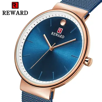 

REWARD Brand Simple Ultra-thin Watches Quartz Clock Stainless steel Strap Wristwatches Waterproof Men's Watch zegarek damski