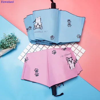 

Sun Umbrella Kitty Vinyl Folding Umbrella Japanese Small Fresh UV Protection Umbrella Windproof Rain Umbrella