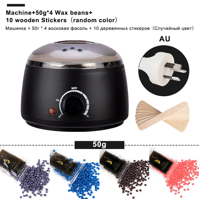 electric Mini Wax-melt Heater Machine 4 Bags Wax Bean 10 Wood Stickers Hair Removal Machine Waxing Kit Calentador de cera