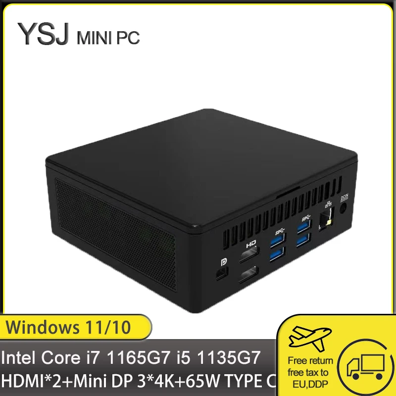 Лучший мини-ПК Intel Core i7 1165G7 i5 1135G7 Thunderbolt 4 Win11/10 2 * DDR4 NVMe SSD игровой мини-компьютер HDMI DP