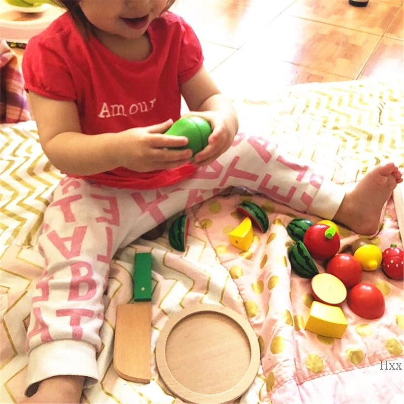 New Wooden Classic Game Simulation Kitchen Series Toys Cutting Fruit Vegetable Set Toys Montessori Early Education Gifts