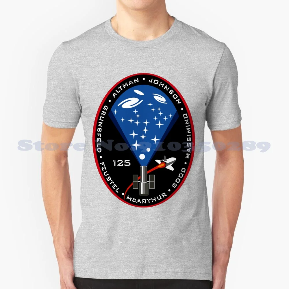 Sts-125 Mission Logo Nero Bianco Grigio Moda Tshirt Shuttle Atlantis Sts Space Spaceshuttle Patch Usa Aeronautica Nazionale